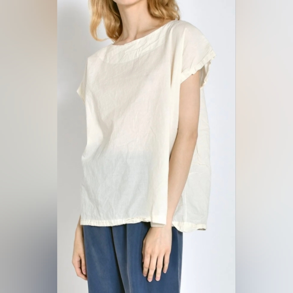 Solid Cream Cotton Tunic by UZI NYC